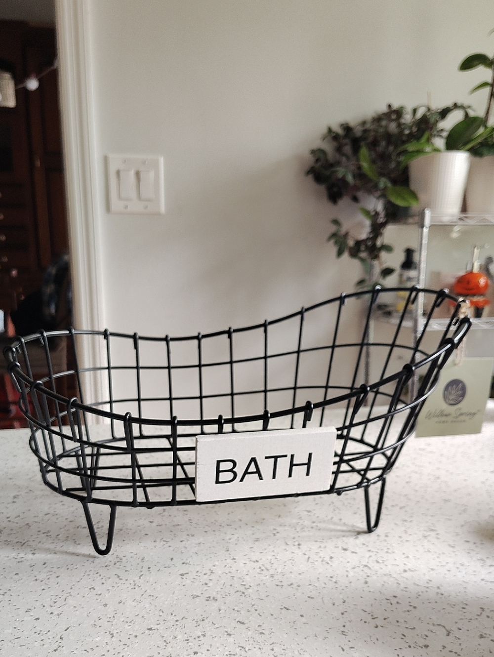 Black Wire 'BATH' Storage Basket